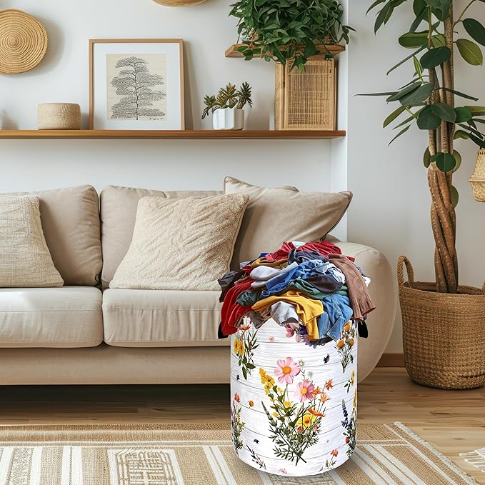 Hawaii Flowers Laundry Basket Foldable Oxford Cloth Colorful Floral Laundry