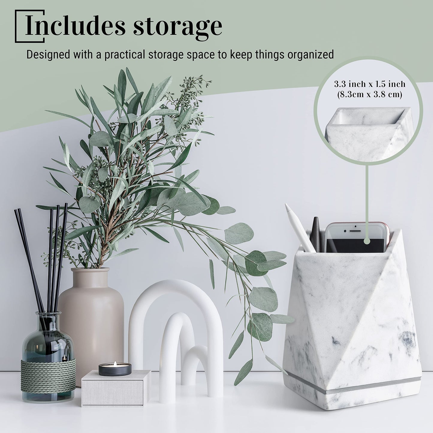 BDECOR Marble Style Bookends - Decorative, Heavy Duty Book Holder for Shelves, Non Skid, Unique Design (White)
