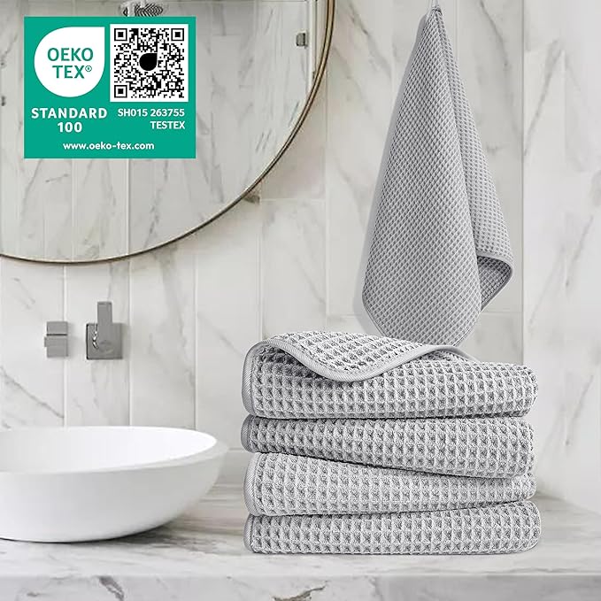 POLYTE 430 GSM Microfiber Lint Free Hand Towel, 16 x 30 in, 4 Pack