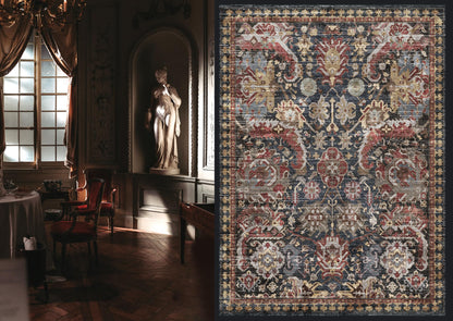 RUGSURE Washable Area Rugs - Perfect for Living Room, Bedroom, Kids Room, Nursery - Stain & Water Resistant Non-Slip, Pet & Child Friendly, Vintage Tribal Area Rugs (Rust, 3' x 5 ')