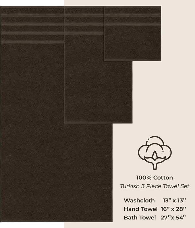 American Soft Linen Premium 3 Piece Towel Set, 1 Bath Towel 1 Hand Towel 1