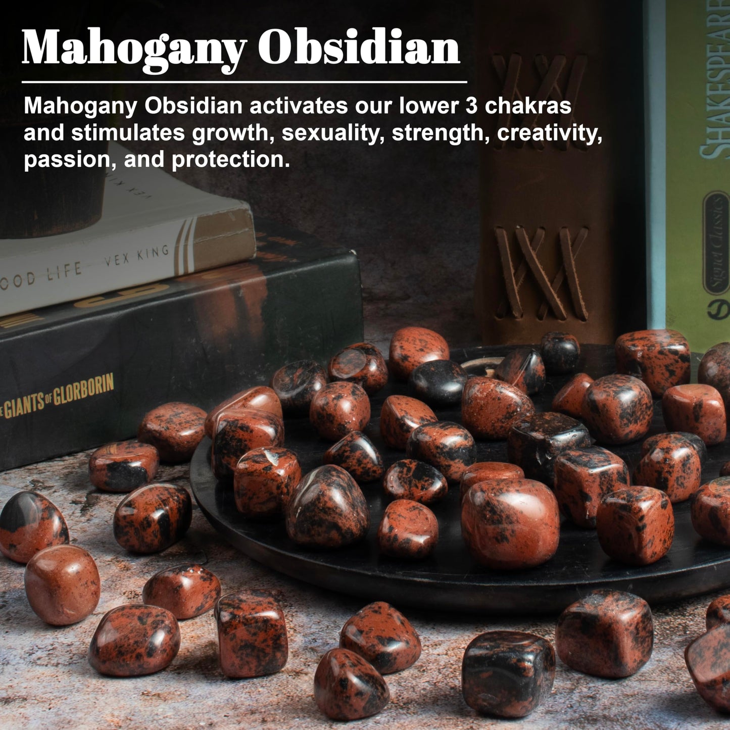"ZAICUS Mahogany Obsidian Tumbled Stones Bulk, Crystals Bulk for Healing Polished Natural Crystal Stones for Vase Filler Rock Collecting, Decorative Fountain & Home Dcor, 2025 mm, 1 lb"