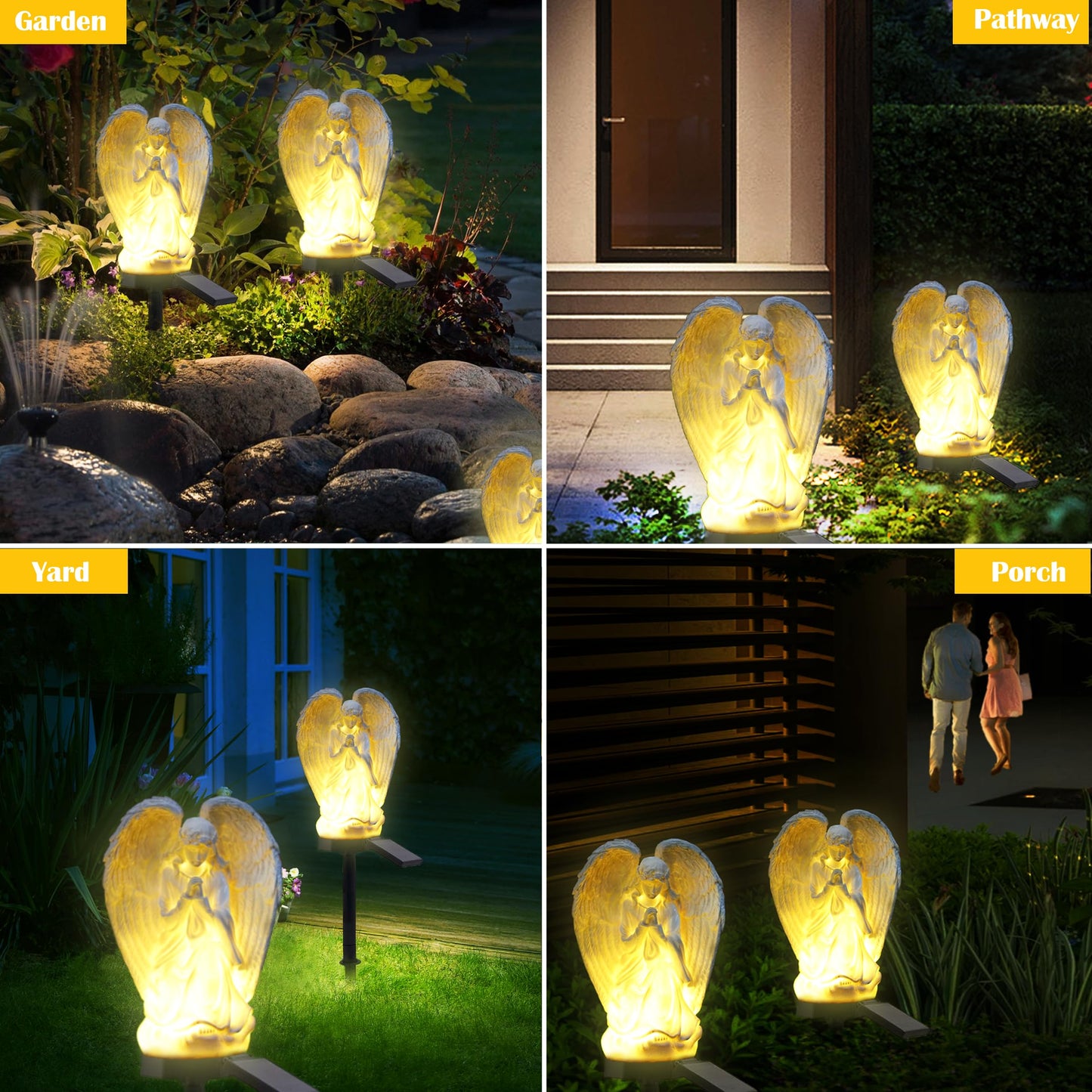 LEAHPENG Angel Solar Lights Outdoor Garden Waterproof Decorative Stake Light for Yard Patio Pathway Lawn Ornaments Garden Decor Christian Christmas Decorations Gifts