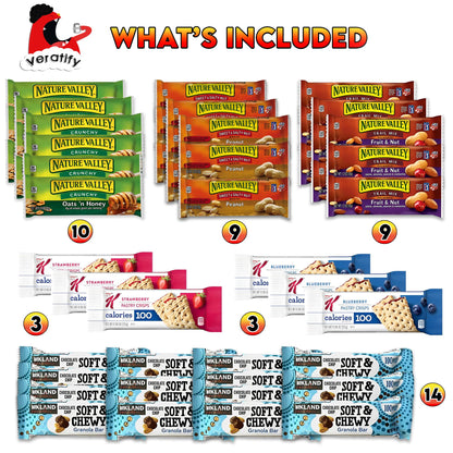 Veratify Healthy Mixed Snack Box (66 Count) Snacks Gift Basket Granola Bars Bulk Variety Grab and Go Men Women Adults Office Work Travel Employee Appreciation School College
