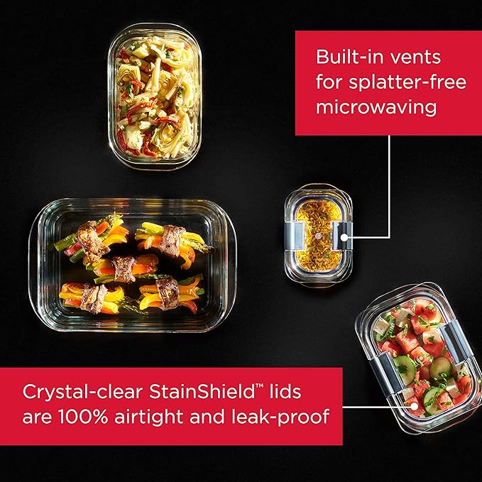 Rubbermaid Brilliance Glass Food Storage Containers, 3.2 Cup, Leak-Proof