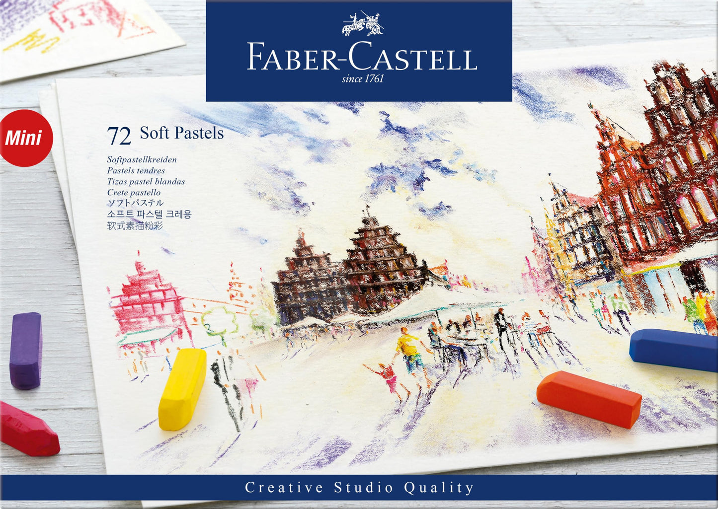 Faber-Castell Creative Studio Soft Pastels Mini, Multicoloured, Cardboard Wallet Of 72, For Art, Craft, Drawing, Sketching, Home, School, University, Colouring