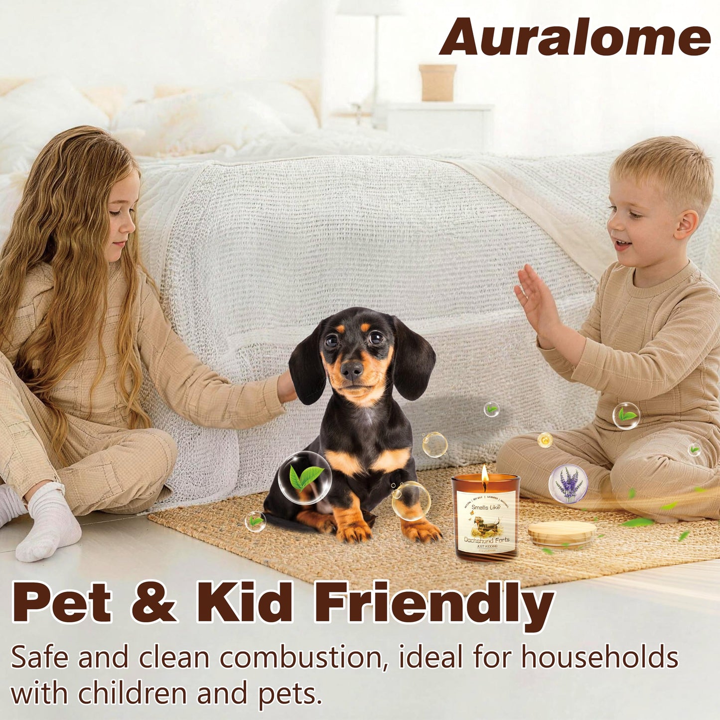 Auralome Dachshund Gifts for Women - Dog Mom Candles Lavender Natural Weiner Dog Farts Candles Pet Friendly Safe Scented Candle Themed Gifts for Women Soy Wax Present Idea for Pet Lovers Decor
