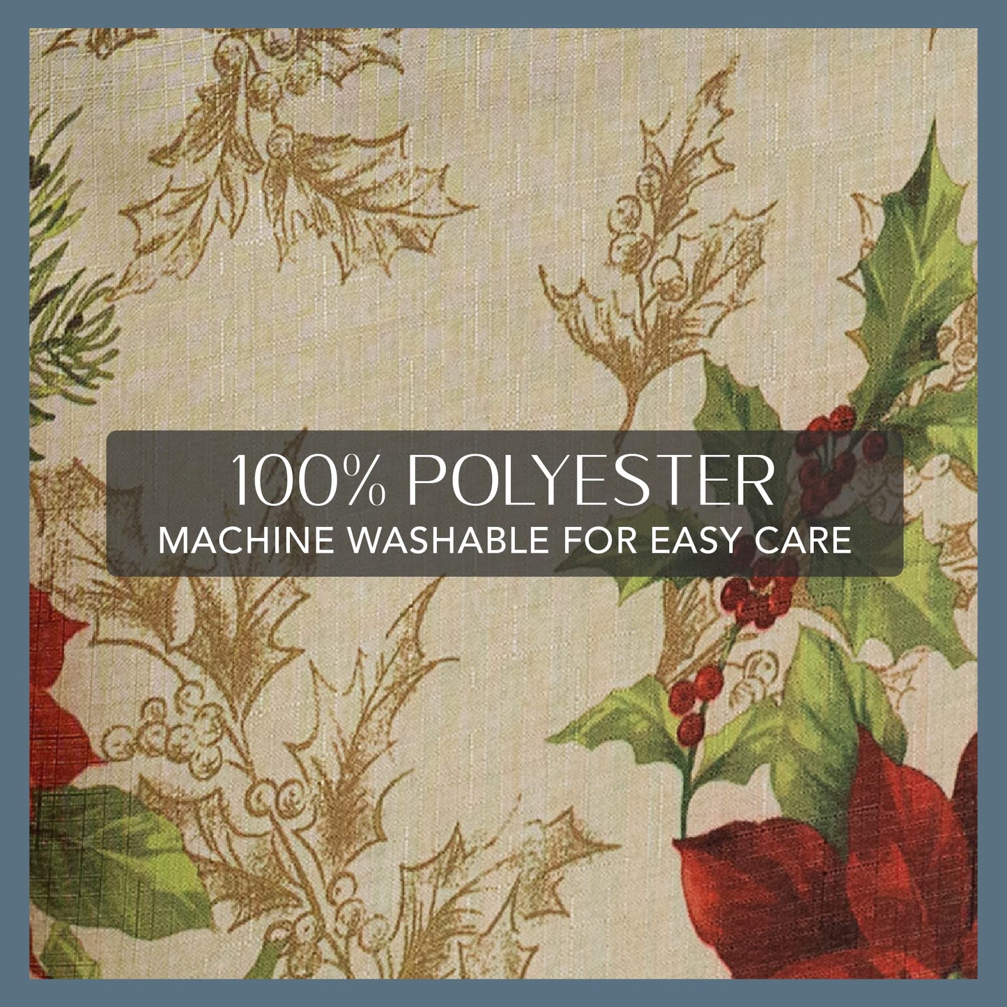 Elrene Home Fashions Festive Poinsettia Holiday Wrinkle Resistant Fabric Tablecloth, Multi, 60"x120" Rectangle
