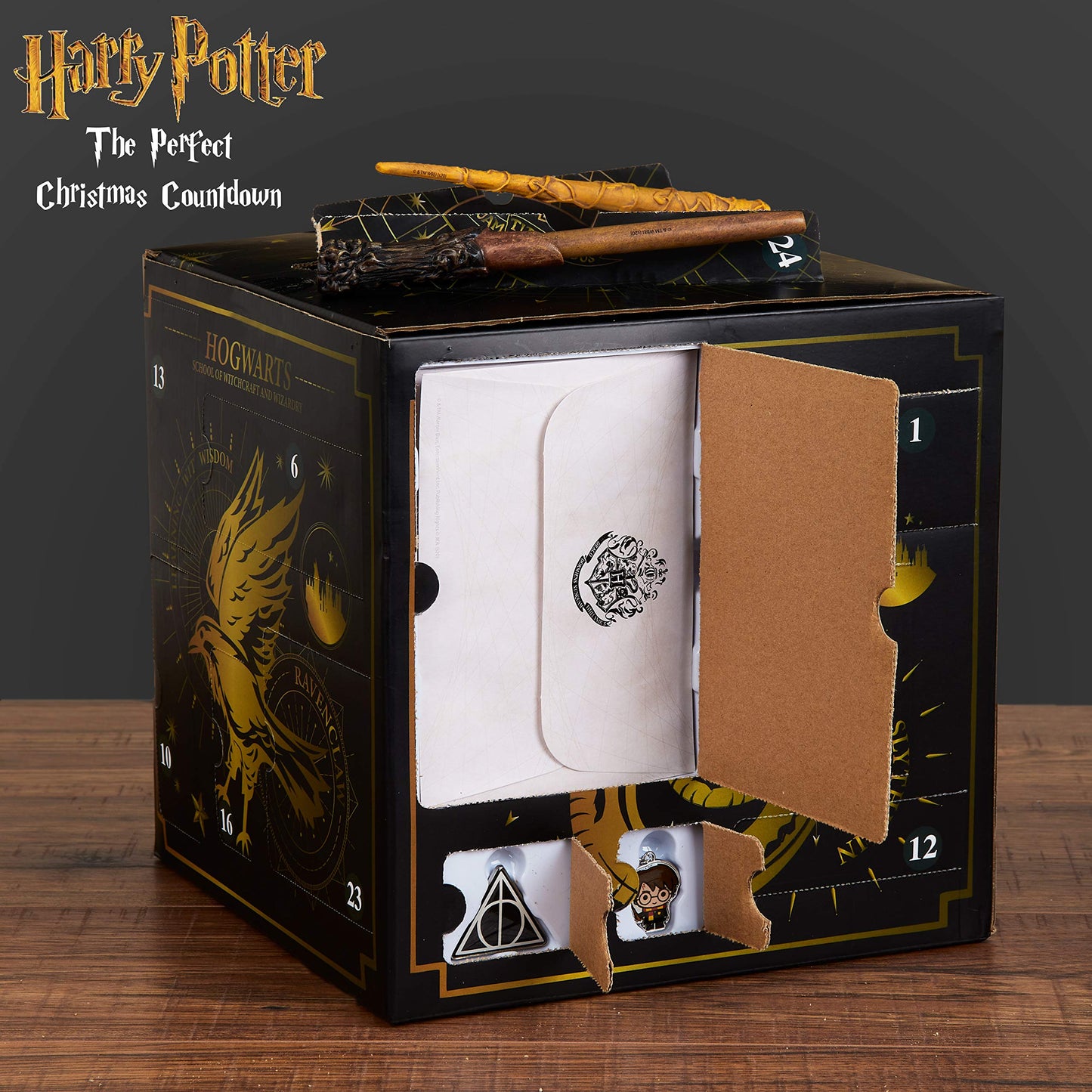 Harry Potter Advent Calendar 2025 Girls with Stationery Socks & Accessories 24 Days Magical Christmas Countdown Calendar Gifts for Kids Teens Women (Black Cube)