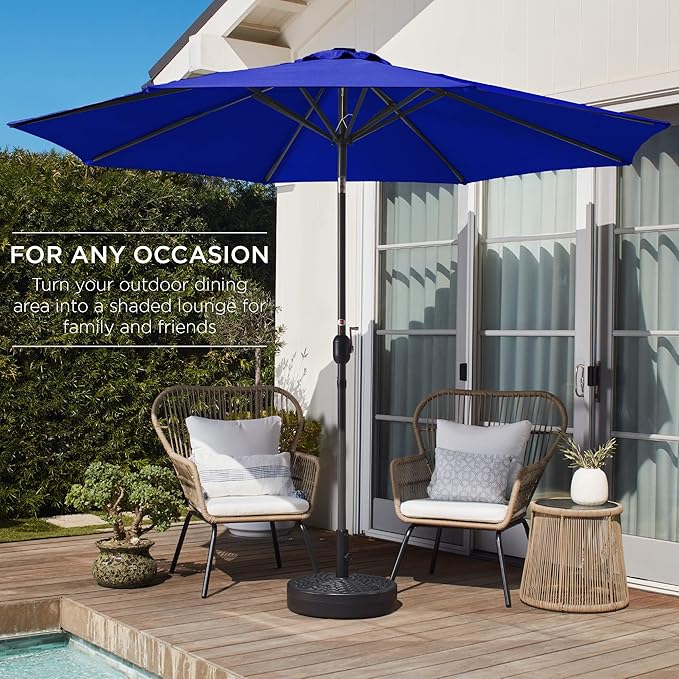 Best Choice Products 10ft Outdoor Table Compatible Steel Polyester Market Patio Umbrella w/Crank and Easy Push Button Tilt