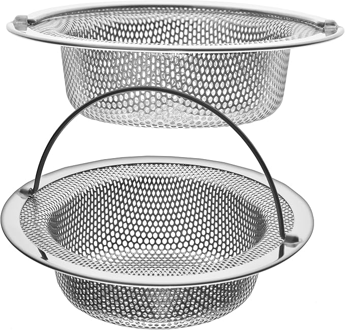 2 Pack - 4.5" Top / 3" Basket - Kitchen Sink Drain Strainer Stainless Steel