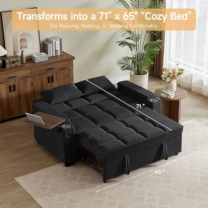 Auvsoce 65'' Chaise Lounge Chair Indoor, 3-in-1 Convertible Sofa Bed