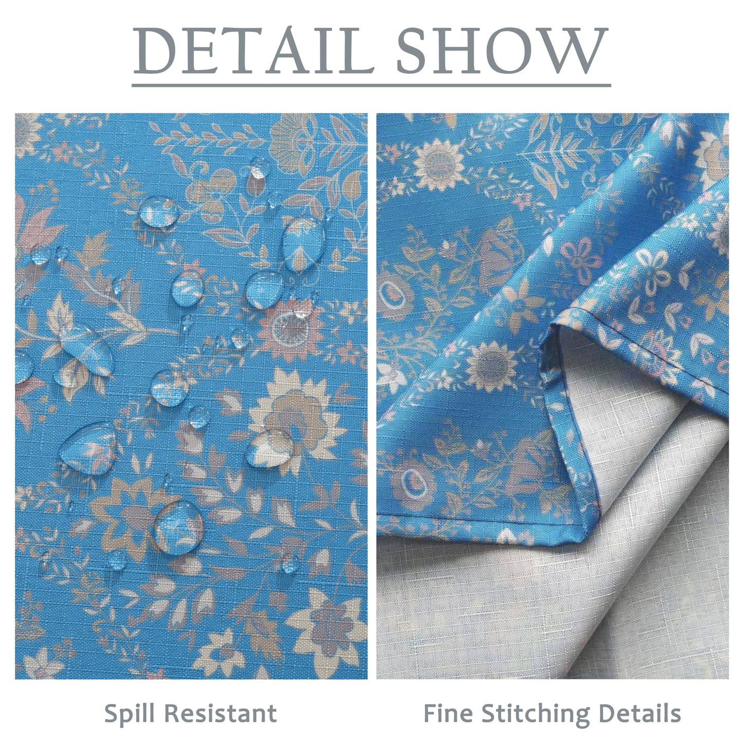 Honellaty Blue French Vintage Floral Rectangle Tablecloth, 60 x 102 Inch