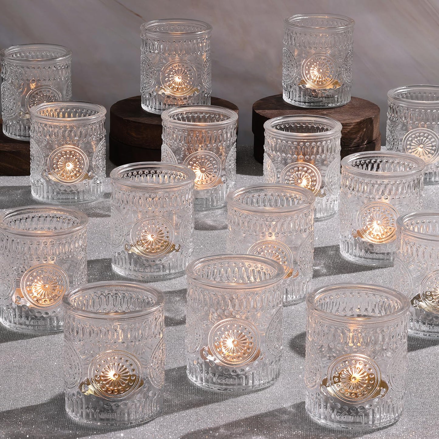30 Pcs Clear Votive Candle Holders for Wedding, Glass Tea Lights Holder,