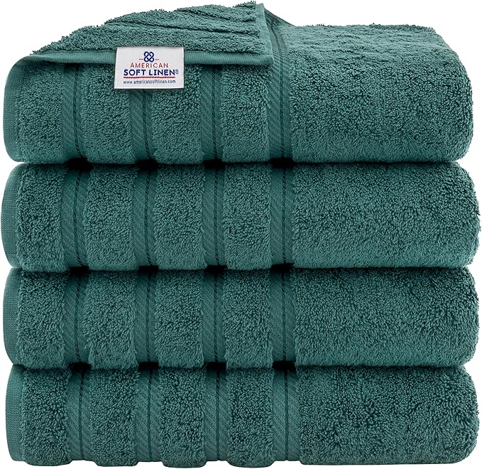 American Soft Linen Luxury 4 Piece Bath Towel Set, 600 GSM 100% Cotton Turkish