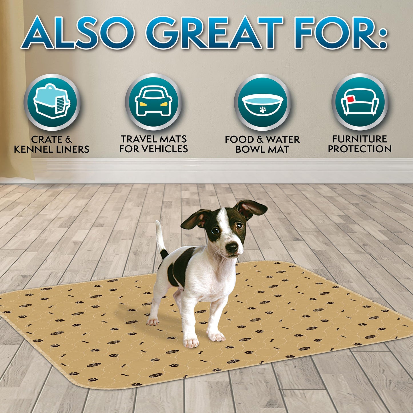 Simple Solution Washable Training and Travel Dog Pads, Re-usable Dog Pee Pad, Absorbent and Odour Controlling Medium - Pack of 2