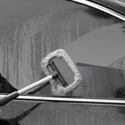 Polyte Pivoting Windshield Glass Cleaning Tool Extendable Aluminum Handle w/3 Premium Microfibre Covers