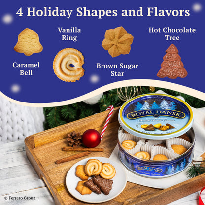 Royal Dansk Danish Butter Cookies, Holiday Cookie 4 Pack, Gift Tin, 45.2 oz