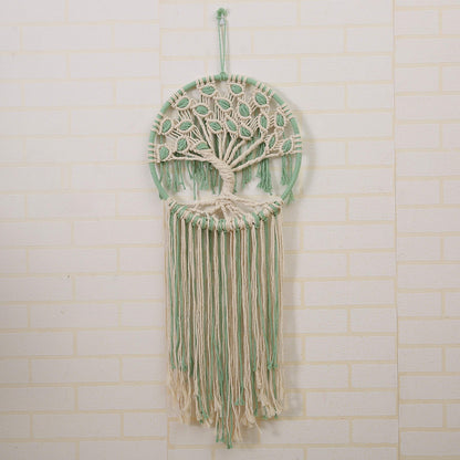 laddawan Macrame Wall Hanging Green and White Tree of Life Wall Art Decoration Home Decor Dream Catcher (X-Large)