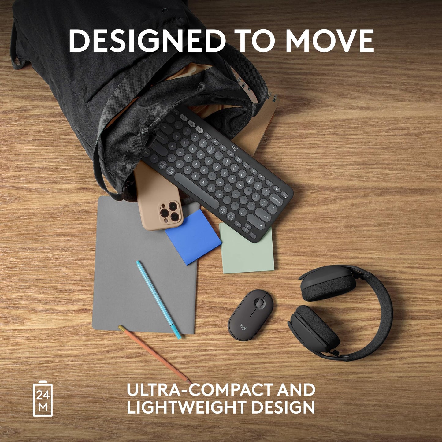 Logitech Pebble Mouse 2 M350s Slim Bluetooth Wireless Mouse, Portable, Lightweight, Customisable Button, Quiet Clicks, Easy-Switch for Windows, macOS, iPadOS, Android, Chrome OS - Graphite