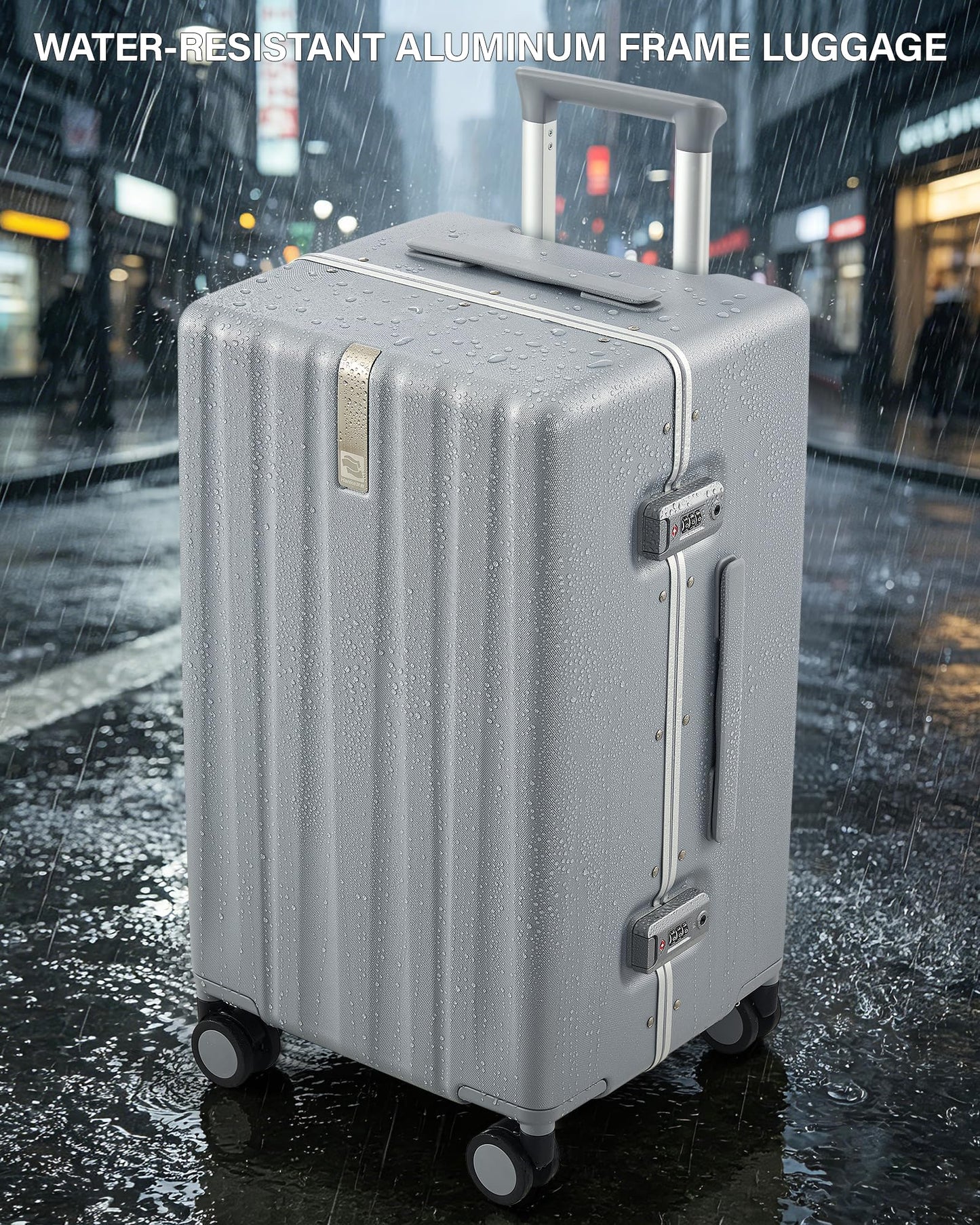 Hanke Premium 20 Inch Zipperless Carry-On Luggage, Aluminum Frame Hard Shell PC Suitcase with TSA Lock, Water-Resistant, 8 Quiet Spinner Wheels for Short Business Trips & Weekend Getaways（Grey）
