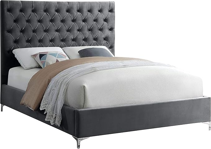 Meridian Furniture Cruz Collection Modern | Contemporary Velvet Upholstered Bed