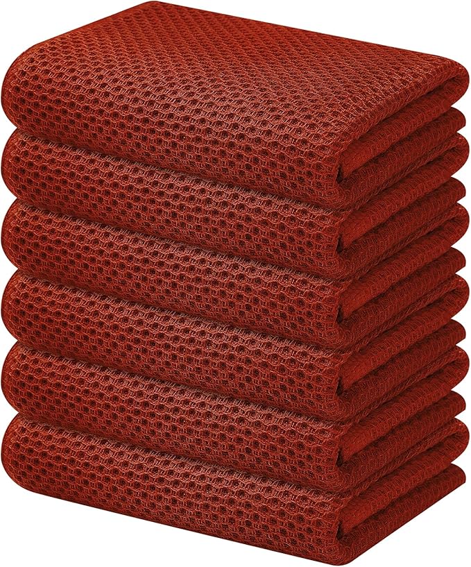 Kitinjoy 100% Cotton Waffle Weave Kitchen Hand Towels