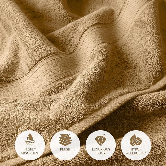 SUPERIOR Egyptian Cotton Pile Bath Towel Set of 2, Ultra Soft Luxury Towels