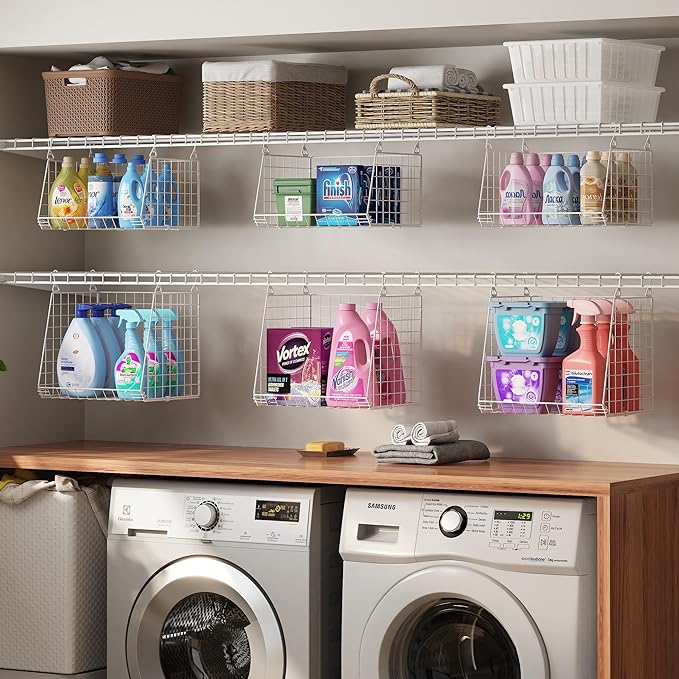 Sonyabecca 5-Tier Hanging Laundry Basket Organizer: Foldable Wire Shelf Basket