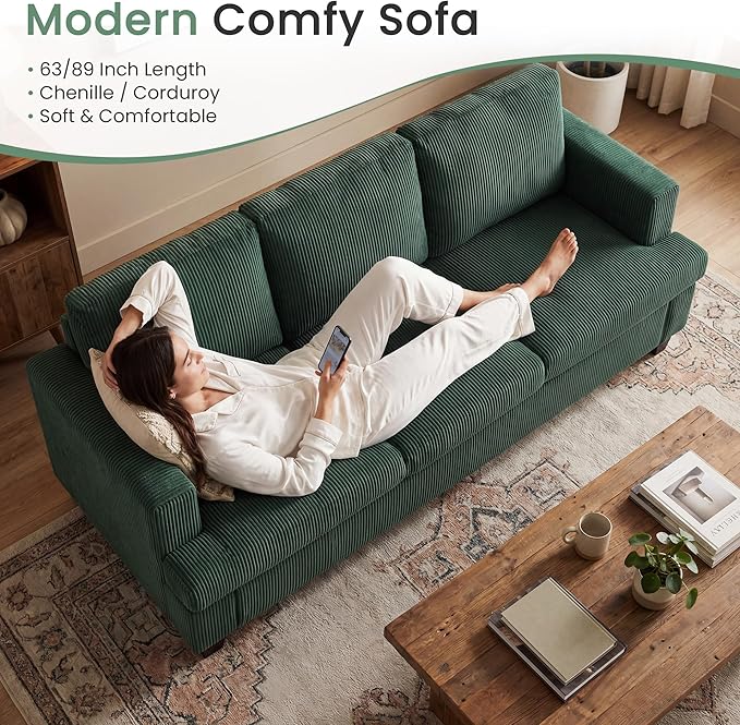 YOUDENOVA Sofa Couch, 3 Piece Set Comfy Sofa, 2 Loveseat & 3 Seater Sofa