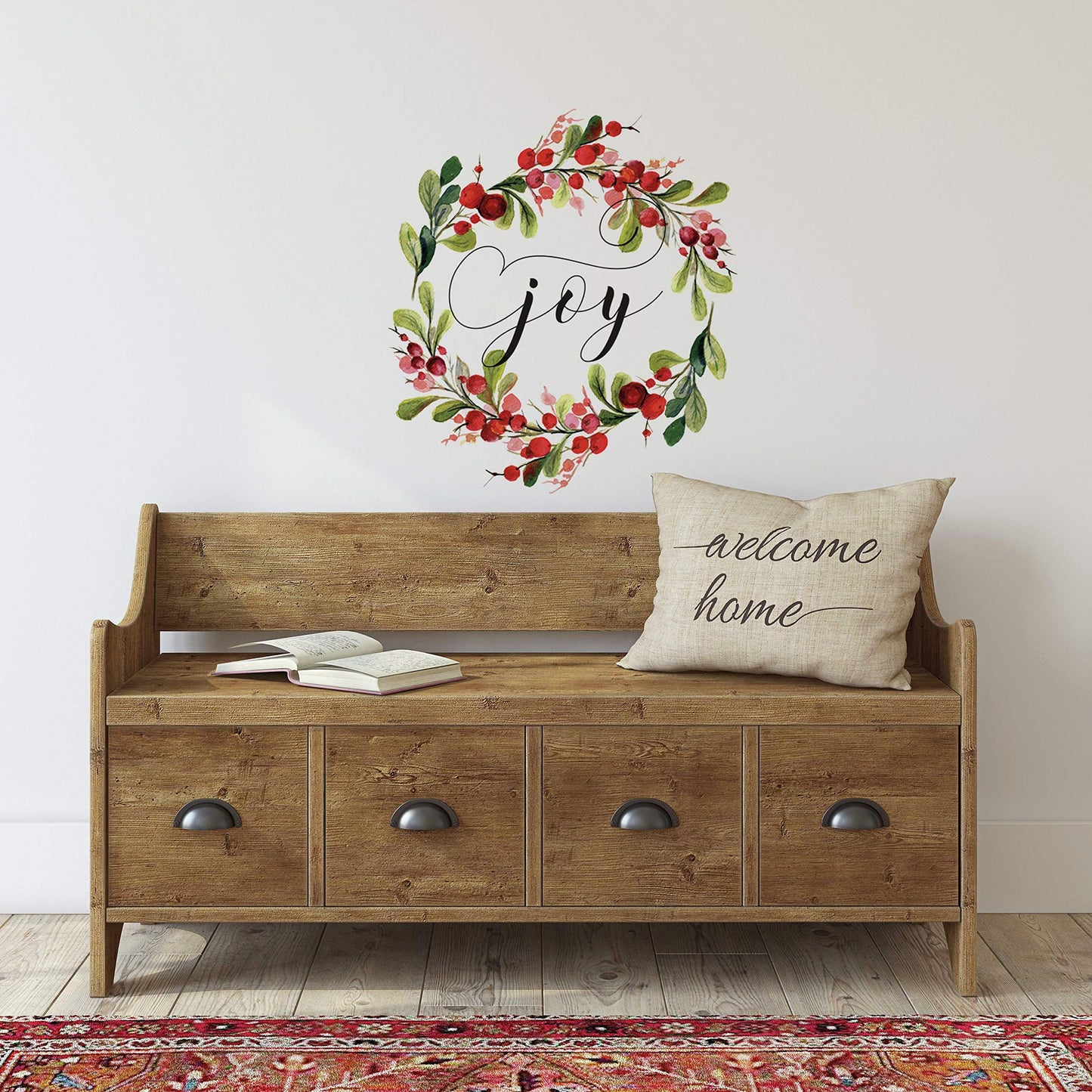 RoomMates RMK4480GM Merry Christmas Wreath Peel and Stick Wall Decals