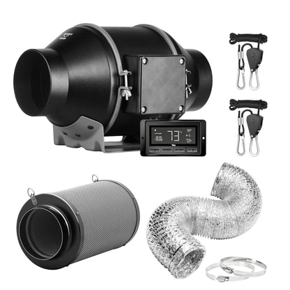 iPower 4 Inch Inline Duct Ventilation Smart Fan (Support Alexa) for Grow Tent, Black