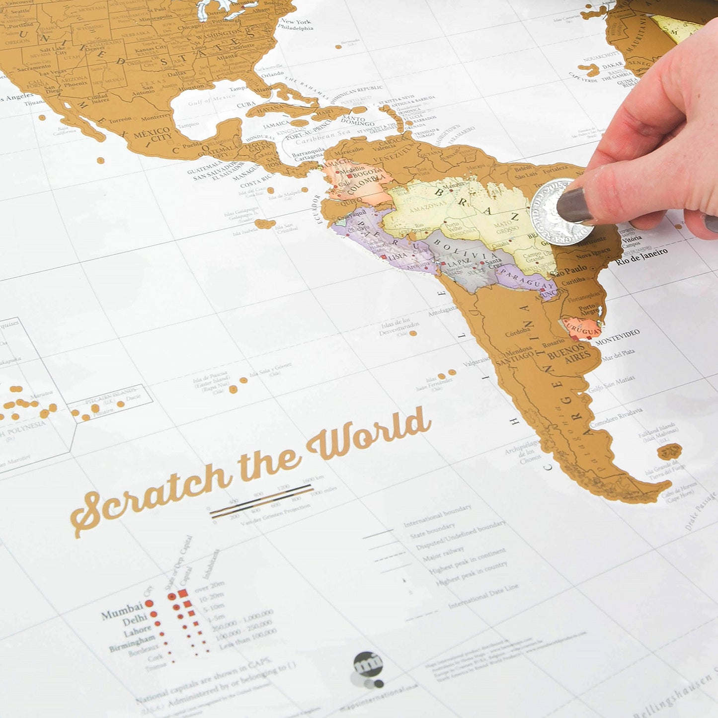 Scratch The World® Travel Map - Scratch Off World Map Poster with Gift Tube - X-Large - 84 x 59 cm - Maps International - 50 Years + of Map Making