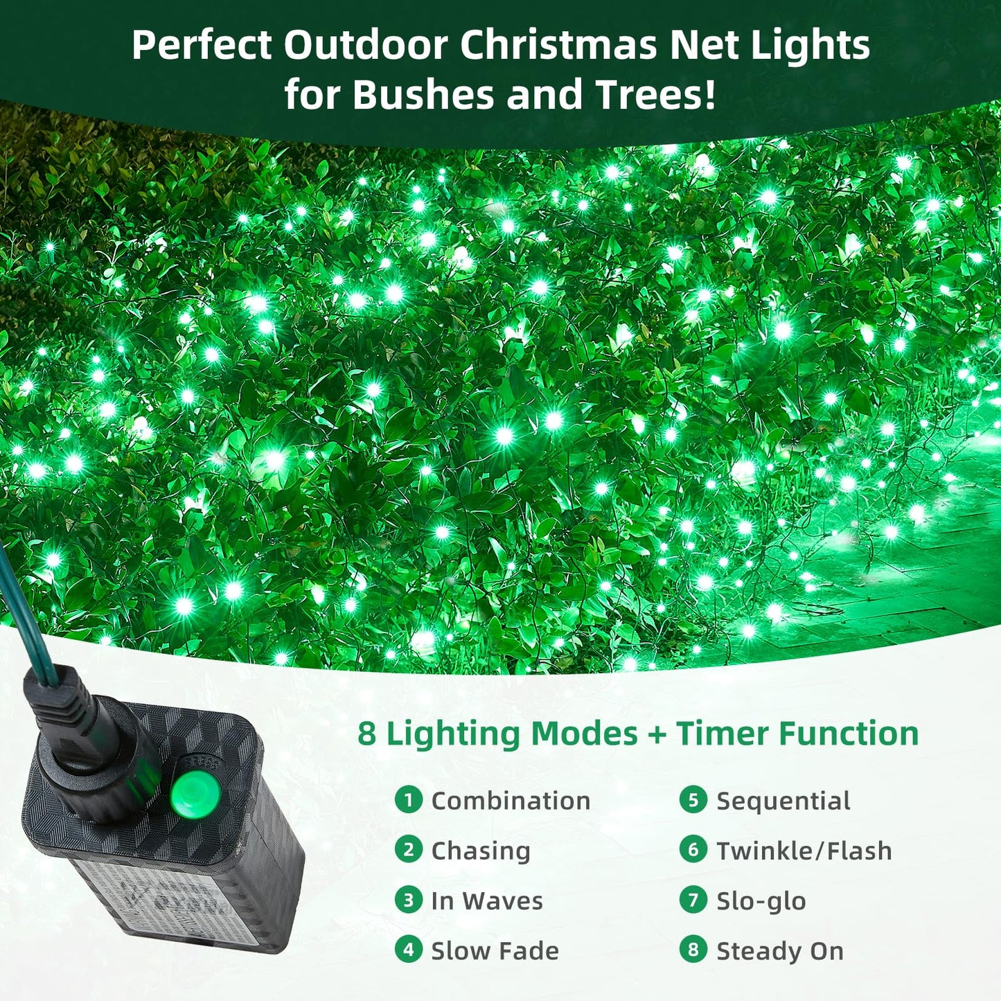 Led Net Lights Christmas Lights Outdoor Green Christmas Net Lighting with 121Led Mini Globe Light 5ftx5ft, Outdoor Indoor Fairy Mesh Net Lighting for Christmas Trees, Bushes, Shrubs Decorations