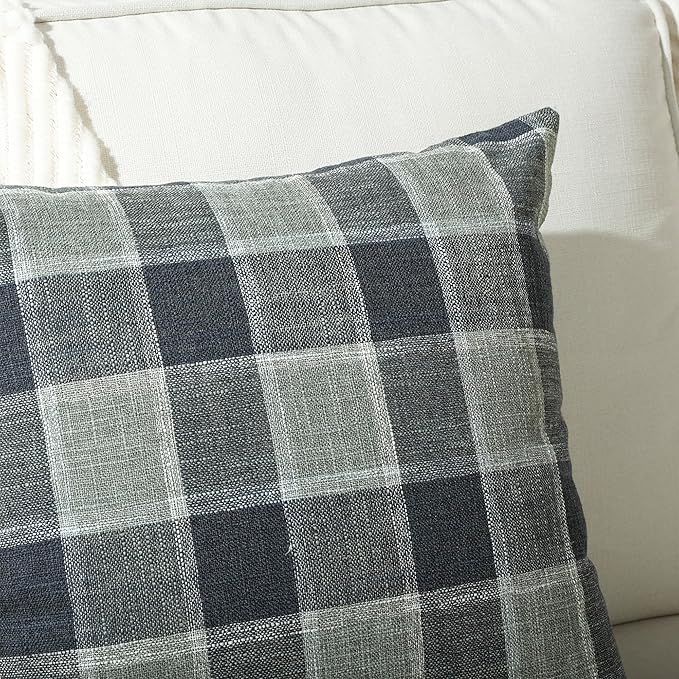 Stellhome Pack of 2 Linen Buffalo Check Throw Pillow Covers, Farmhouse Plaid