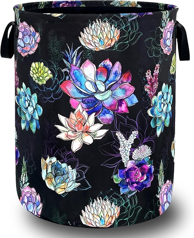 Colorful Cactus Flowers Laundry Basket Oxford Cloth Cactus Laundry Hamper