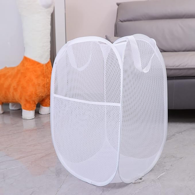 2 Pack Laundry Basket, Foldable Mesh Popup Laundry Hamper