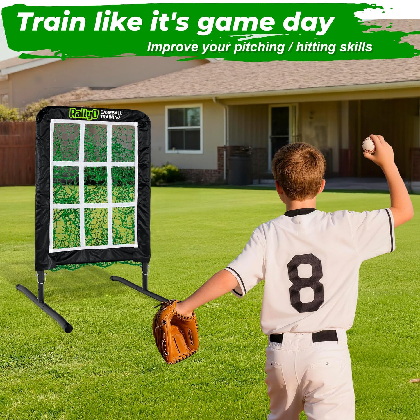 Pitching Net, 9 Hole Baseball & Softball Pitching Net with Strike Zone, Adjustable Pitching Target with 9 Pocket Design, Portable（Superior Net）