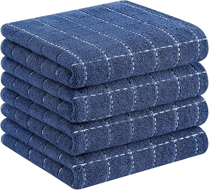 Homaxy 100% Cotton Terry Kitchen Towels, Checkered Designed, Soft and Super