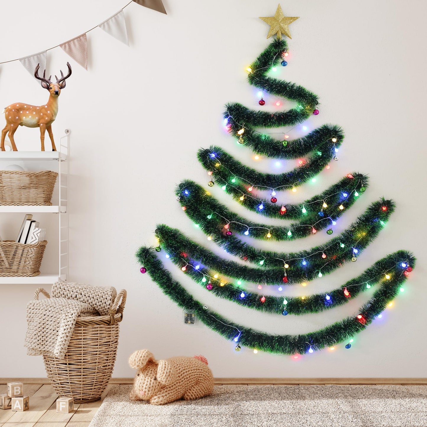 BRILLIHOOD DIY Wall Mounted Christmas Trees with LED RGB Light, Kids Toys Wall Hanging Christmas Tree, Space-Saving Christmas Decor Ideas for Small Space Home Holiday Decoration