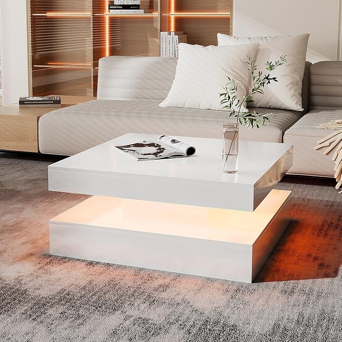HedoAjim White LED Coffee Table
