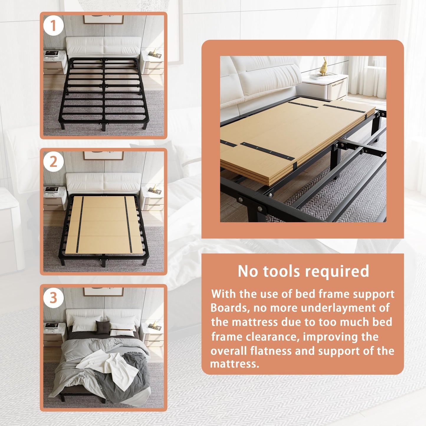 Imperius Foldable Box Spring, Bunkie Board, Bed Support Slats, Bed Boards for Under, Twin (60x30)