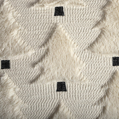 4TH Emotion Christmas Trees Decorative Pillow Covers 18x18 Set of 2, Beige Soft Plush Faux Fur Farmhouse Throw Cushion Cases for Xmas Winter Holiday Home Decor