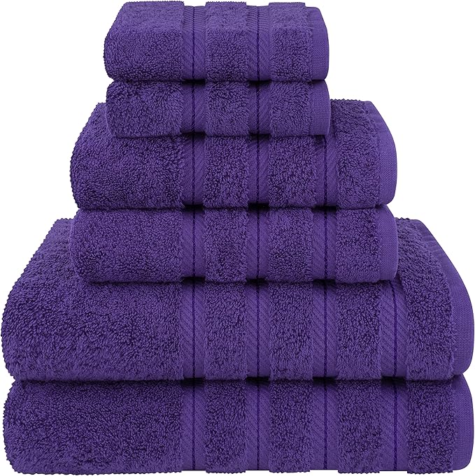 American Soft Linen Luxury 6 Piece Towel Set, 2 Bath Towels 2 Hand Towel 2