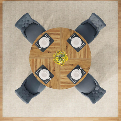 Tribesigns 47 inch Round Dining Table Wood Kitchen Table for Dining Room, 47" Dinner Room Tables for 4-6, Farmhouse Accent Furniture with Wooden Tabletop and Cross Base, Burlywood