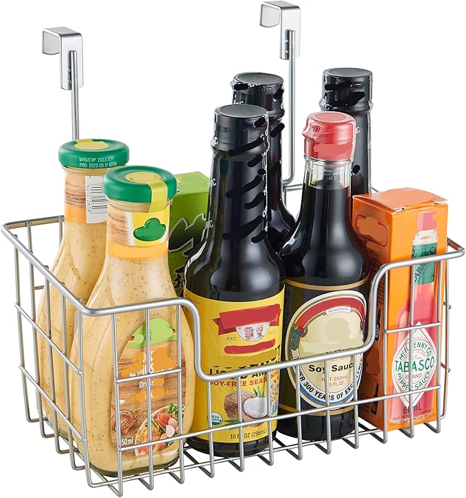 Wire Hanging Storage Basket 2 Packs, Wall Mounted Kitchen Bathroom Storage