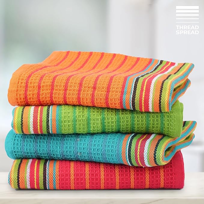 THREAD SPREAD Kitchen Dish Towels, 100% Cotton Salsa Towels, Highly Absorbent