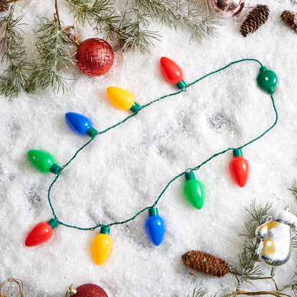 JOYIN 1 Pack Christmas Necklace LED Light Up Necklace 9 Bulbs 6 Modes LED Holiday Costume Accessories for Christmas Xmas Party Favor Party Supply
