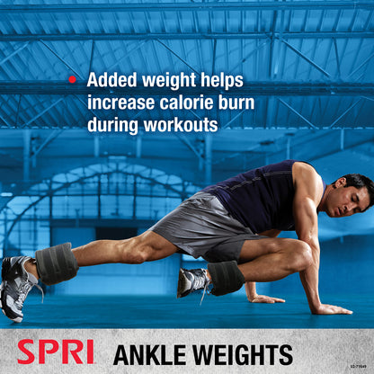 SPRI Adjustable Ankle Weights - Walking Weights for Strength Training Exercises, Resistance Endurance Workouts, General Fitness - For Strengthening & Toning Lower Body - 20lb Set (10lb Each)