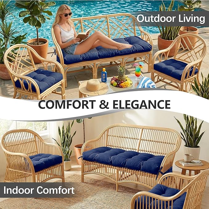 3 Pcs Wicker Chair Cushions Patio Loveseat Chaise Cushion Set
